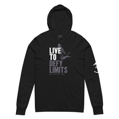 Live to Defy Limits Ad Infinitum Hooded Long Sleeve T-Shirt (Soaring Bird Edition)