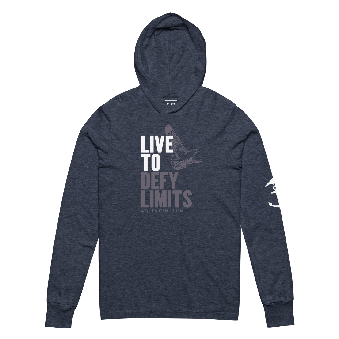 Live to Defy Limits Ad Infinitum Hooded Long Sleeve T-Shirt (Soaring Bird Edition)