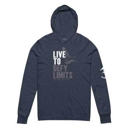 Live to Defy Limits Ad Infinitum Hooded Long Sleeve T-Shirt (Soaring Bird Edition)