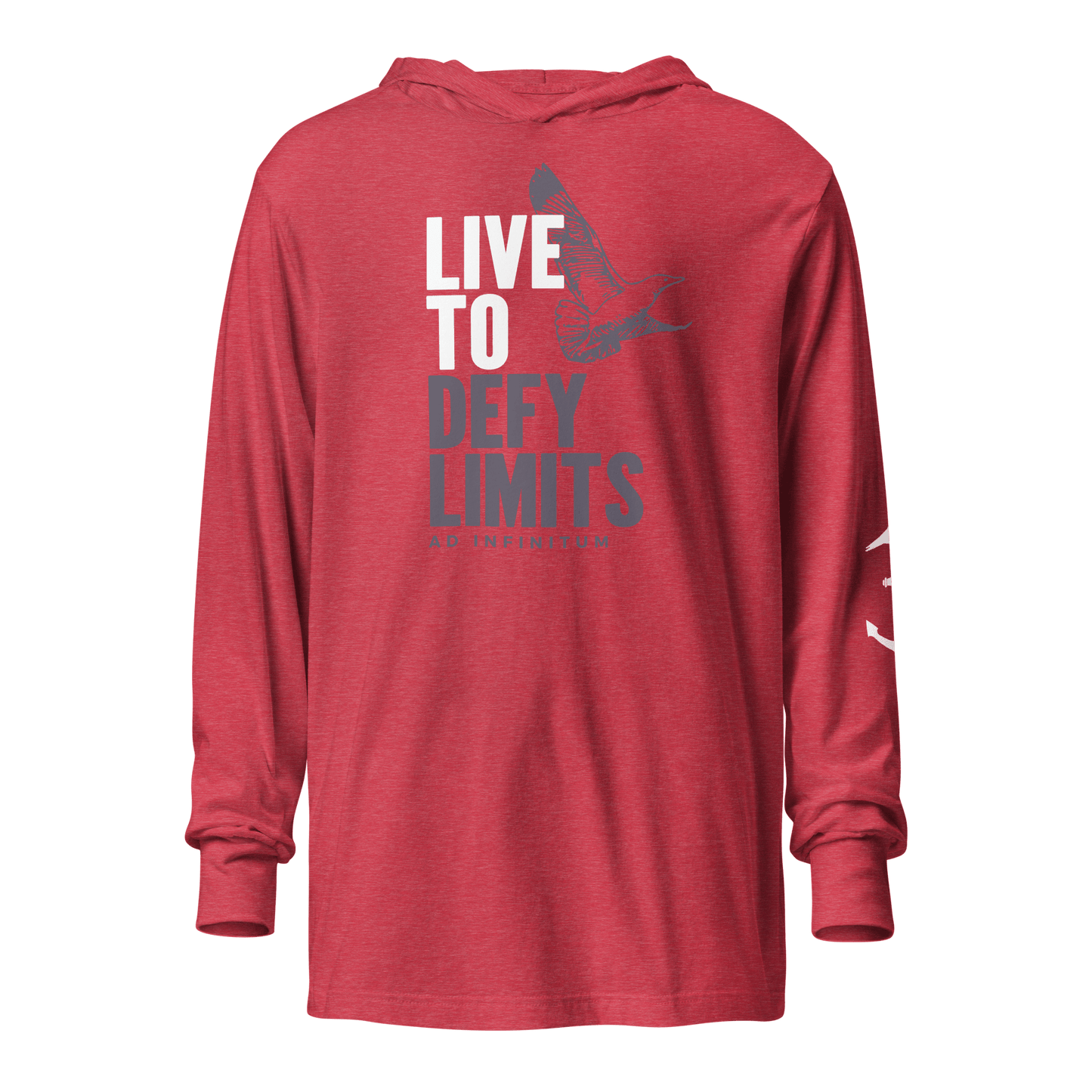 Live to Defy Limits Ad Infinitum Hooded Long Sleeve T-Shirt (Soaring Bird Edition)