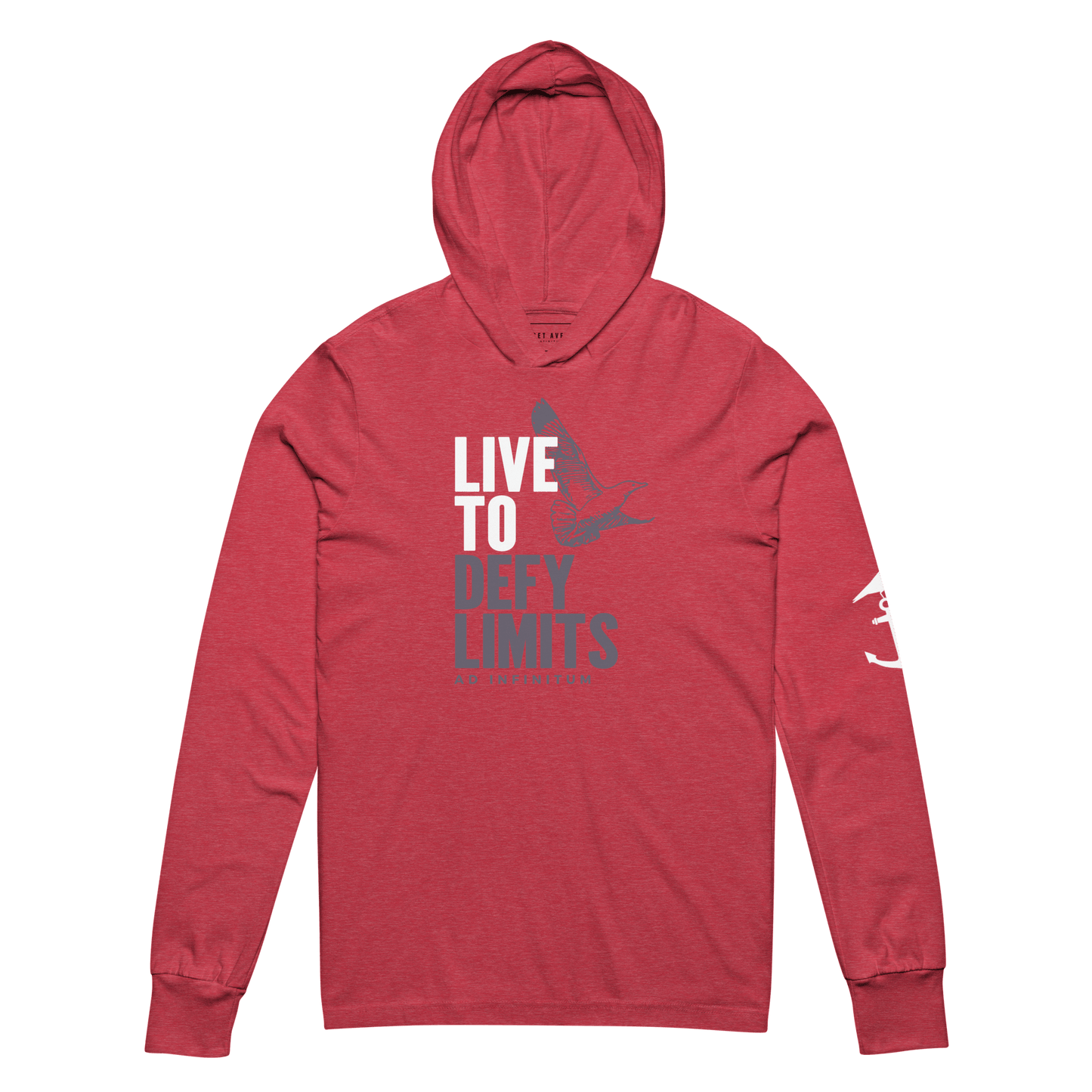 Live to Defy Limits Ad Infinitum Hooded Long Sleeve T-Shirt (Soaring Bird Edition)